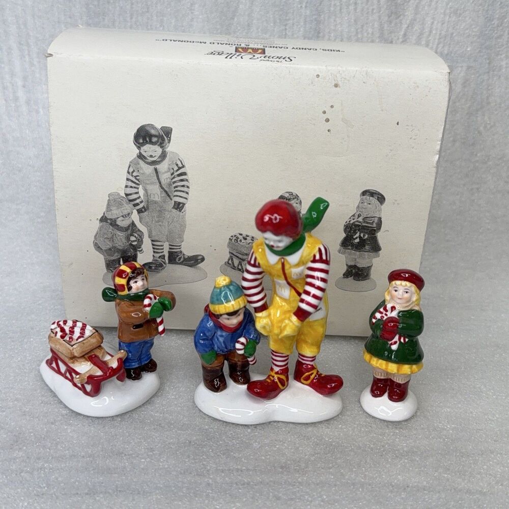 Department 56 Snow Village Kids Candy Canes & Ronald McDonald 3 Pieces #54926